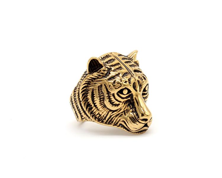 Personalized Tiger Head Men's Titanium Steel Ring Animal Ring