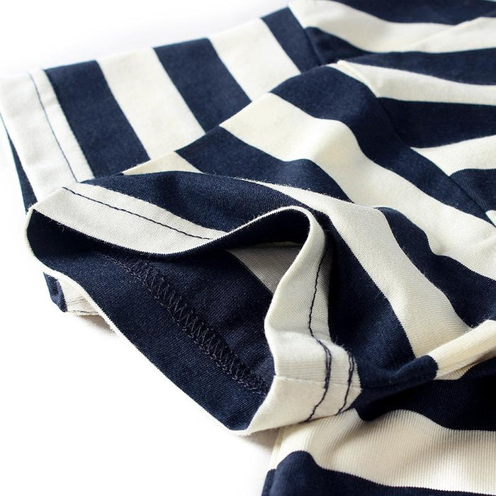 Knitted stripe label top children's short sleeve