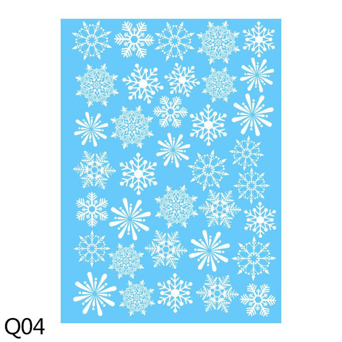 1 Sheet Merry Christmas Snowflake Snowman Window Sticker