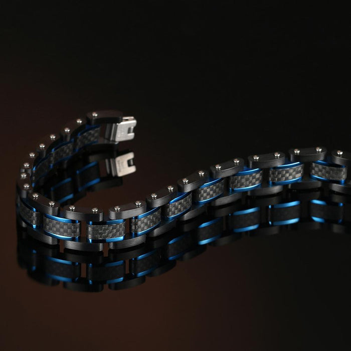 Fashion Men's Solid Carbon Fiber Stainless Steel Bracelet Jewelry