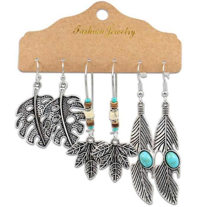 3 pairs/set Earrings Bohemian Style Jewelry X0X36196