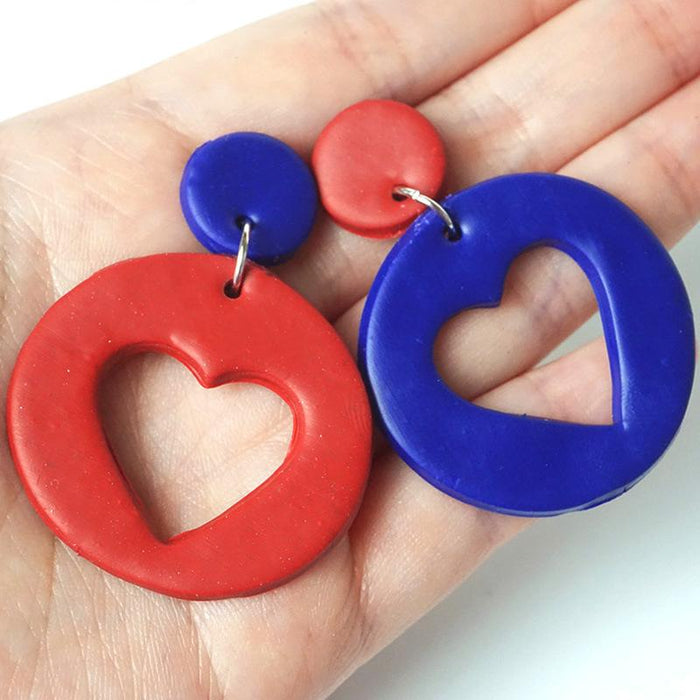 Peach Heart Flag Color Matching Unique Clay Earrings