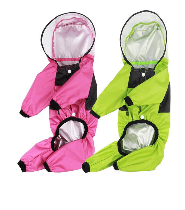 Four legged transparent PU waterproof pet clothes
