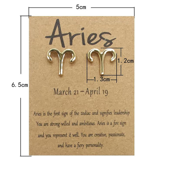 Twelve Constellations Brown Constellation Card Earrings