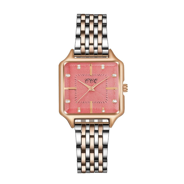 New Simple Square Dial Time Quartz Steel Band Watch Llz20788