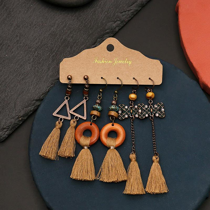 3 pairs/set Earrings Bohemian Style Jewelry X0X36212