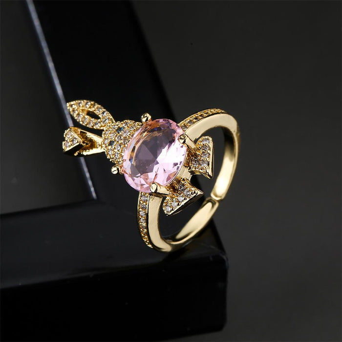 Pop Cute Little Rabbit Gold Open Ring