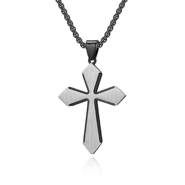 Simple Double-layer Stainless Steel Cross Necklace