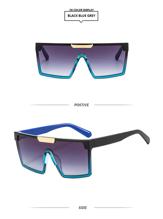 Square large frame one piece contrast Sunglasses