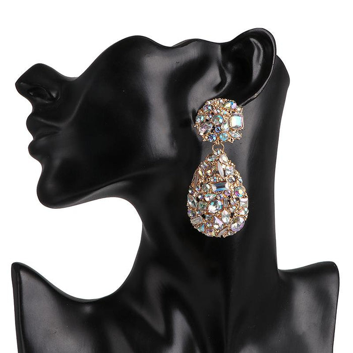 New Personalized Geometric Female Earrings Accessories Inlaid Rhinestone