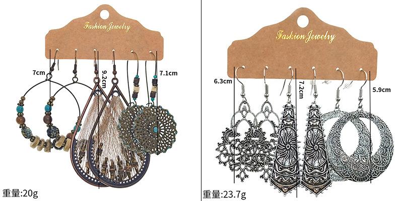 3 pairs/set Earrings Bohemian Style Jewelry X0X36197