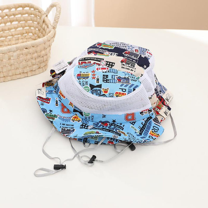 Summer Cartoon Car Print Children's Breathable Sunshade Mesh Hat