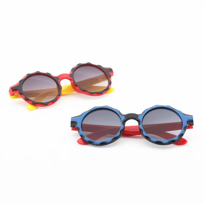 Two colour retro round single beam Sunglasses