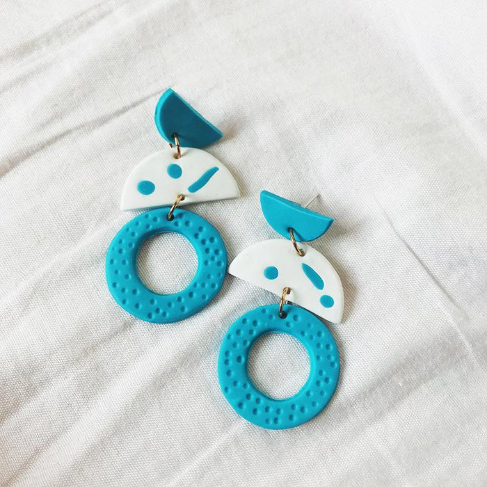 Original Painted Spot Handmade Clay Soft Pottery Earrings