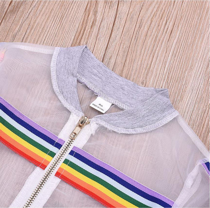 Sleeveless vest top breathable rainbow sunscreen solid striped shorts