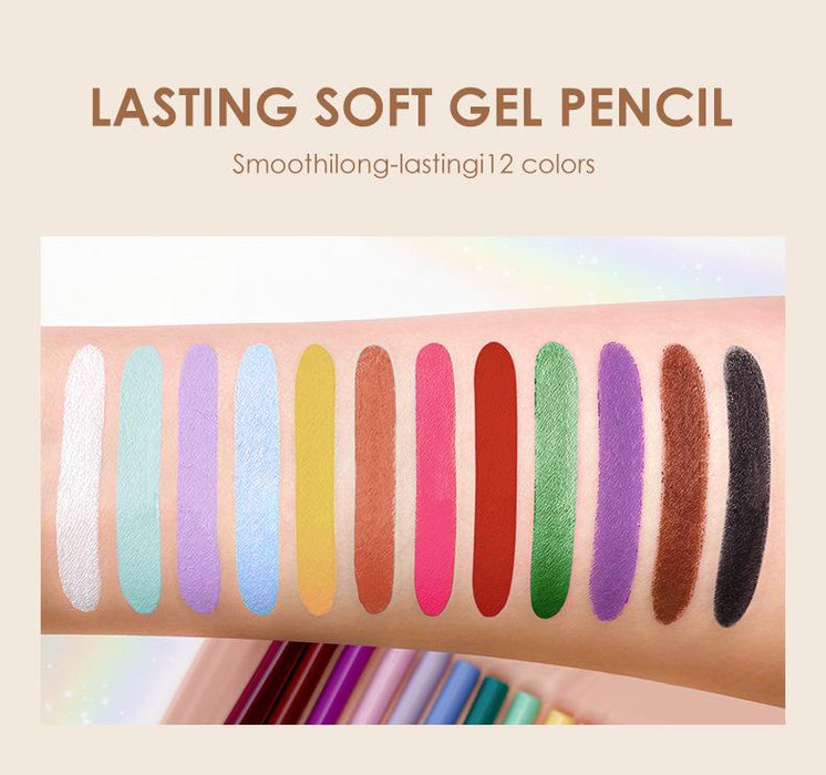 12 colour Eyeliner suit with no makeup and no matte finish.