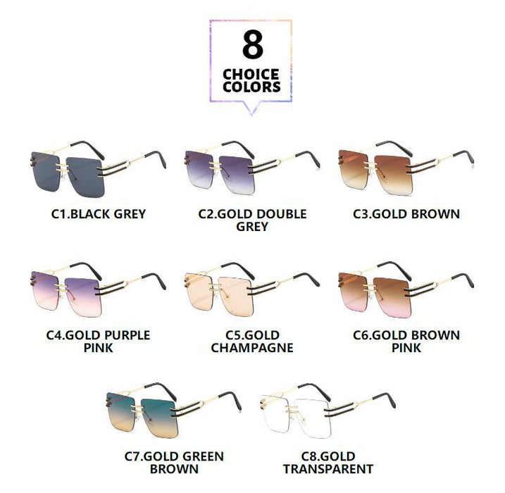 Large frame square metal sunglasses