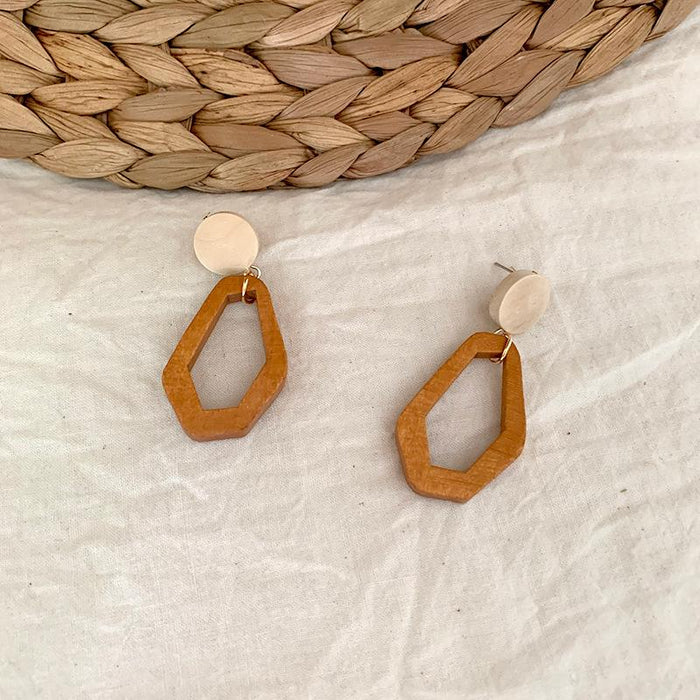 Log Splicing Color Contrast Personalized Vintage Rattan Earrings Jewelry