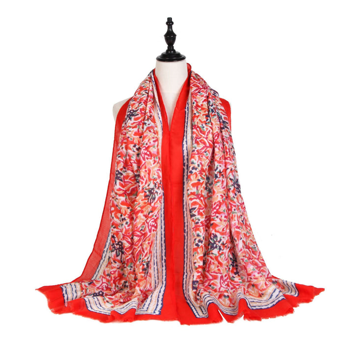 Printed Scarf Shawl Small Flower Print Sunscreen Warmth