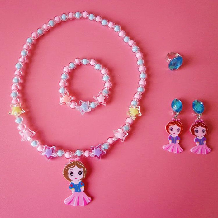 Children's Jewelry Cartoon Princess Sweater Chain Necklace Bracelet Set