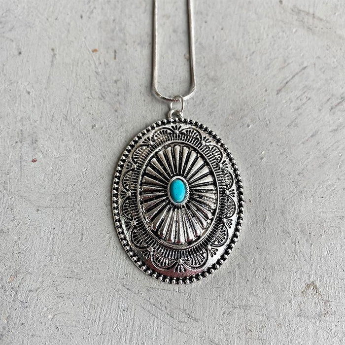 Bohemian Pine Stone Pumpkin Flower Metal Long Chain