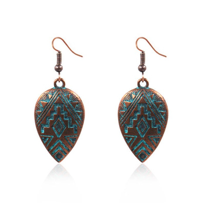 Women's Vintage Heart Shaped Alloy Pendant Hook Earrings