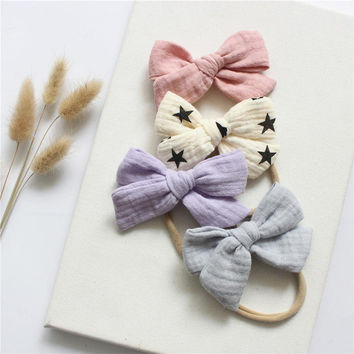 4 Baby Cotton Gauze Butterfly Hair Bands