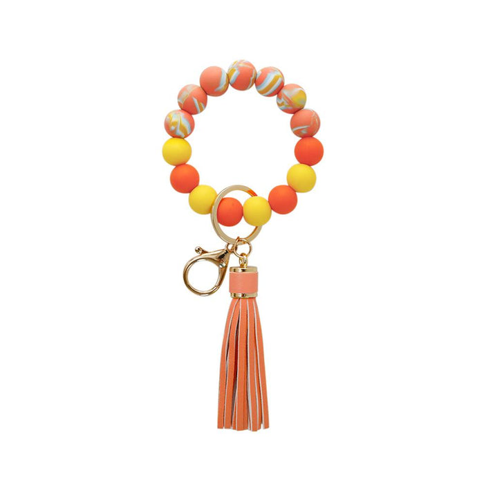 Silicone Leather PU Tassel Card Bag Bracelet Keychain