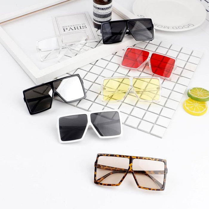 Children's large square glasses leopard Sunglasses
