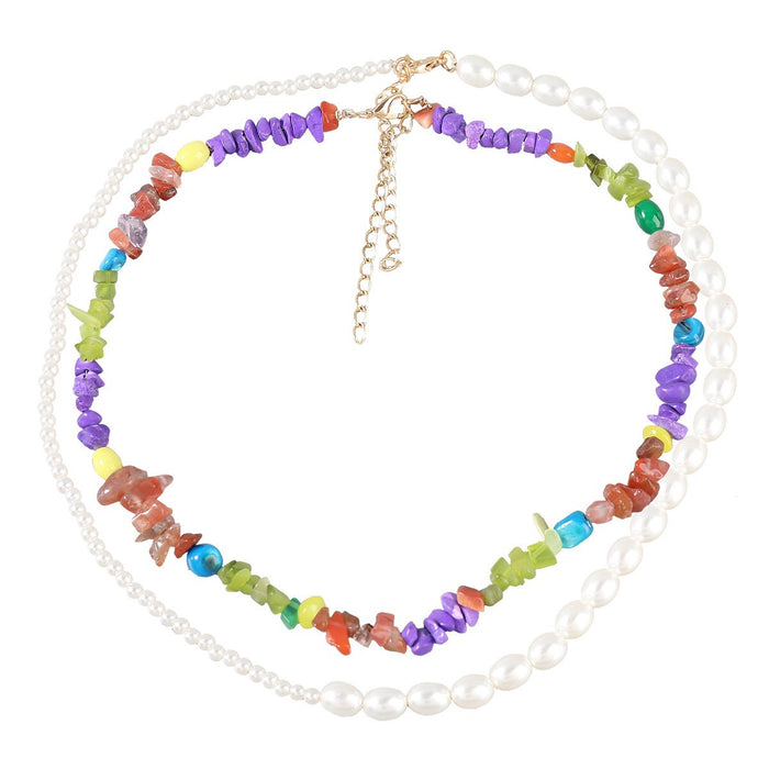 Women's Jewelry Personalized Turquoise Imitation Pearl Two Piece Necklace