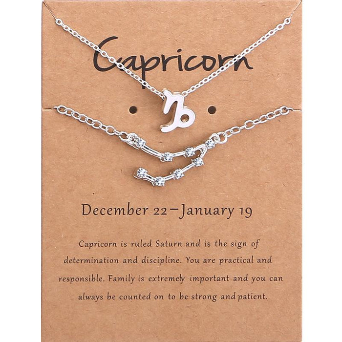 Twelve Constellations Necklace Diamond Bracelet Card Set