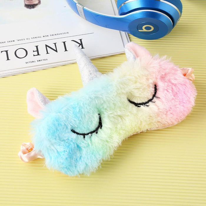 Cartoon Pink Gradient Colorful Unicorn Blindfold Eye Mask