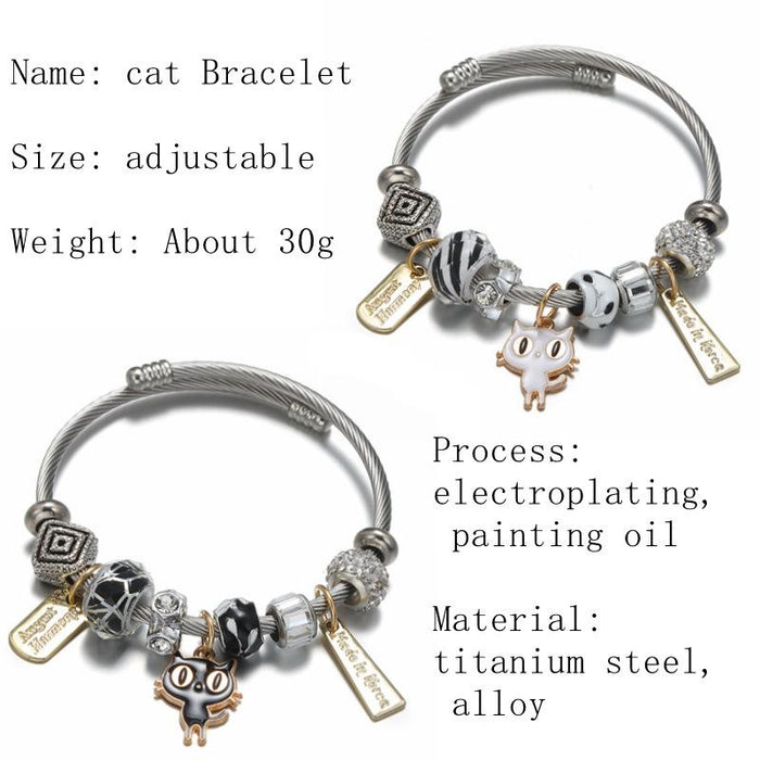 DIY Cat Bracelet Titanium Steel Bracelet
