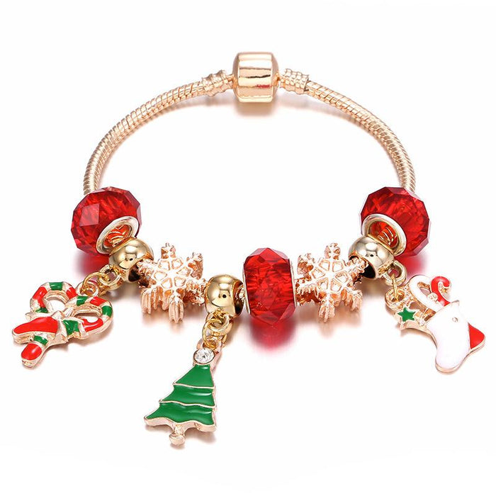 Candy Christmas Tree Pendant Snowflake Beaded Bracelet