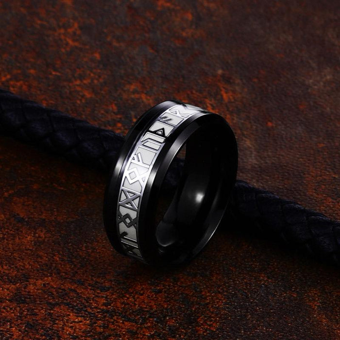 Stainless Steel Luminous Viking Letter Ring