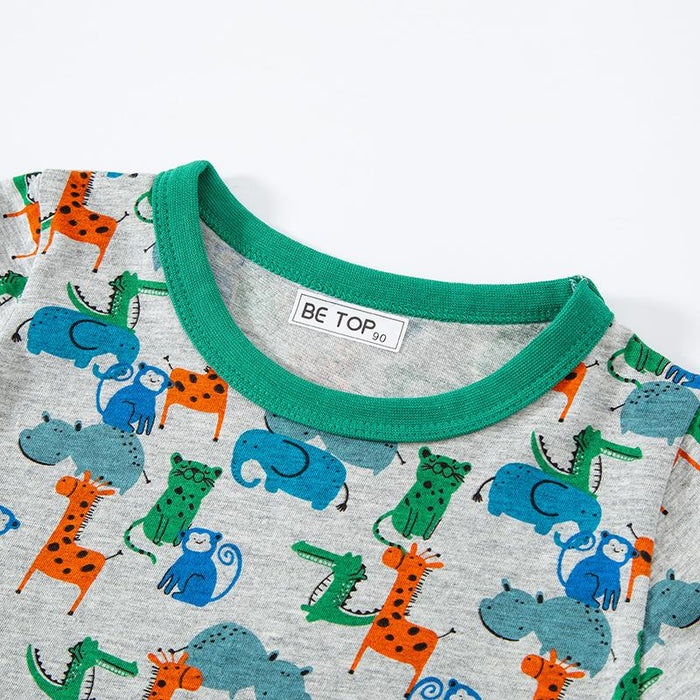Children's short sleeved T-shirt cross border animal over print knitted boys' top