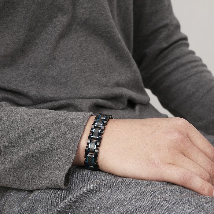 Fashion Men's Solid Carbon Fiber Stainless Steel Bracelet Jewelry