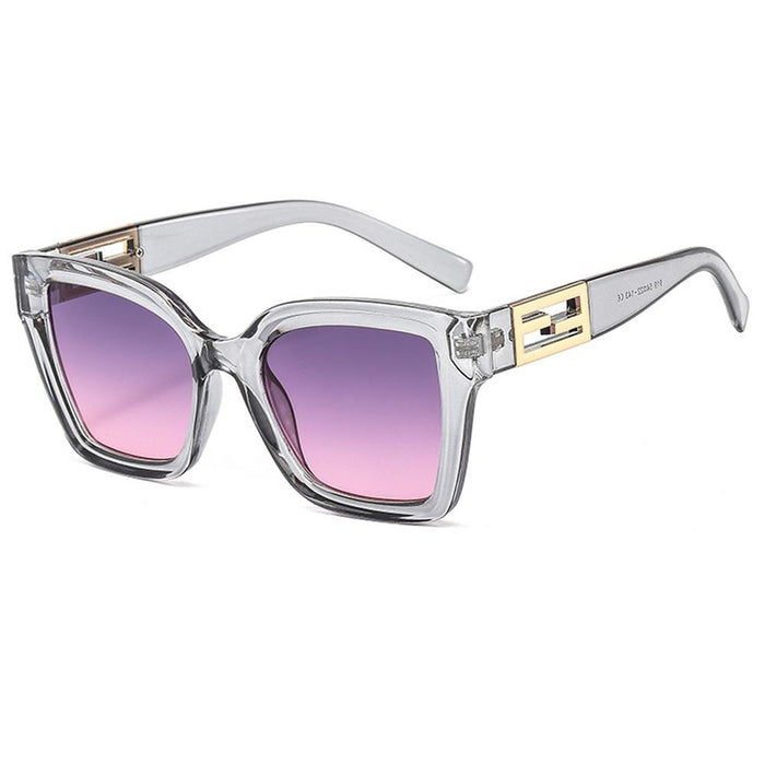 Metal square personalized stripe Sunglasses