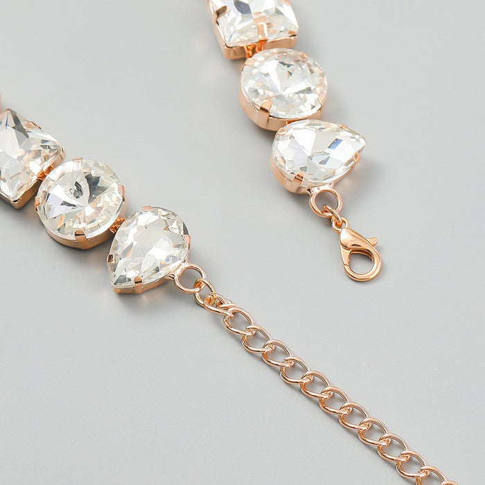 Women's Fashion Geometric Glass Rhinestone Necklace