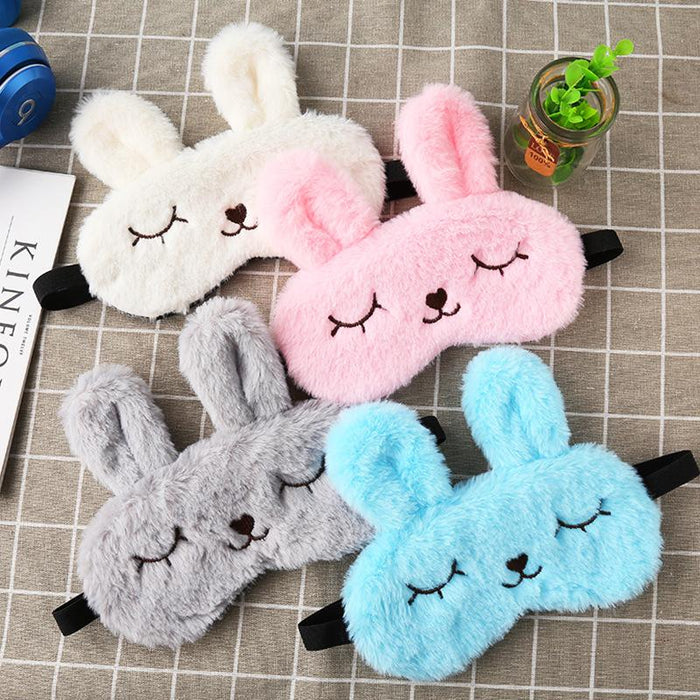 Cartoon Shading Cute Plush Squinting Rabbit Eye Mask