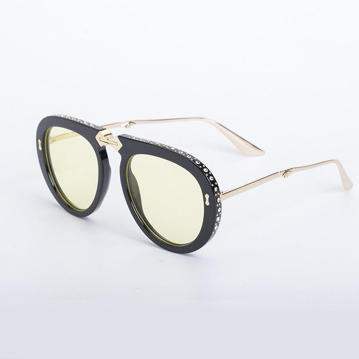 New Rhinestone Inlaid Frame Folding Sunglasses