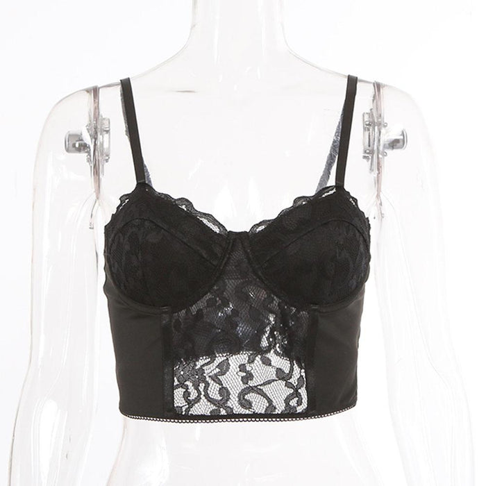 Lace Sexy Tanks Tops Women Slim Black Vest