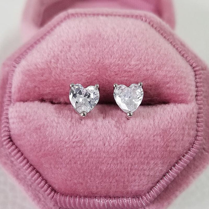 Silver Zircon Stud Pink Earings