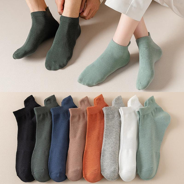 Summer thin breathable boat socks solid low top socks