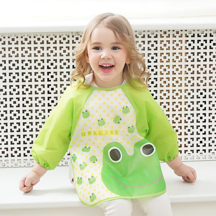 Cute Bibs Waterproof Long Sleeve Apron Children Feeding Smock