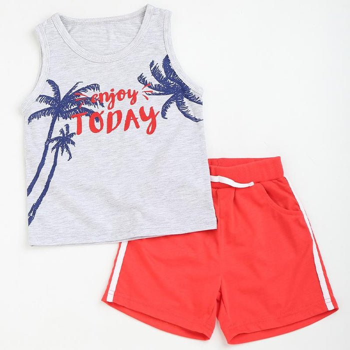 Boys' short sleeved T-shirt and shorts two piece set