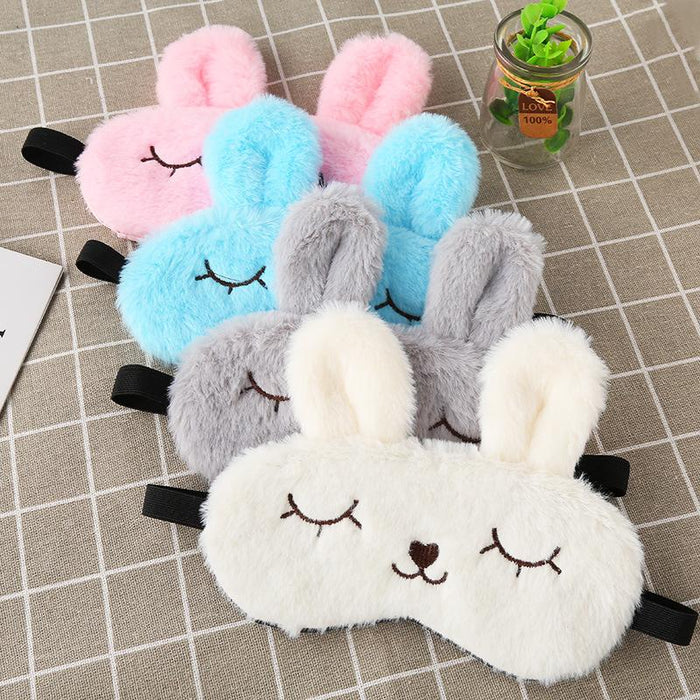 Cartoon Shading Cute Plush Squinting Rabbit Eye Mask