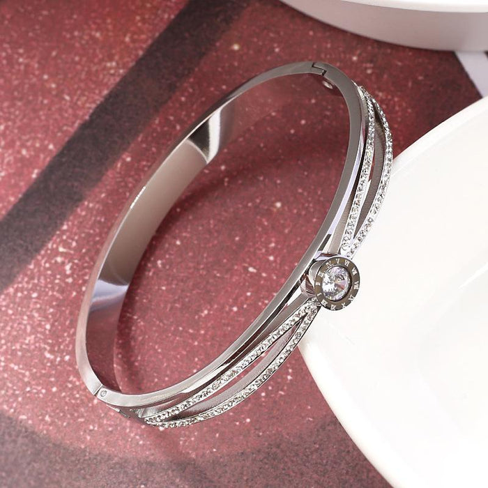 New Fashion Versatile Tricolor Stainless Steel Bracelet Bangle