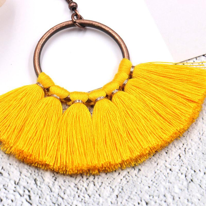 Women's Bohemian Handmade Fan-shaped Tassel Earrings