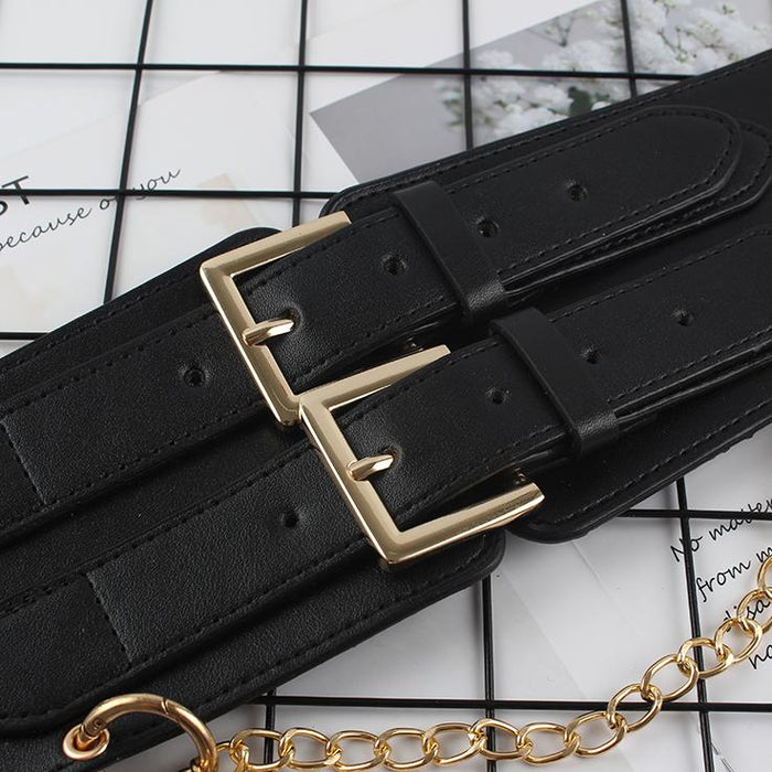 Fashion Decorative Women's Wide Belt with Chain